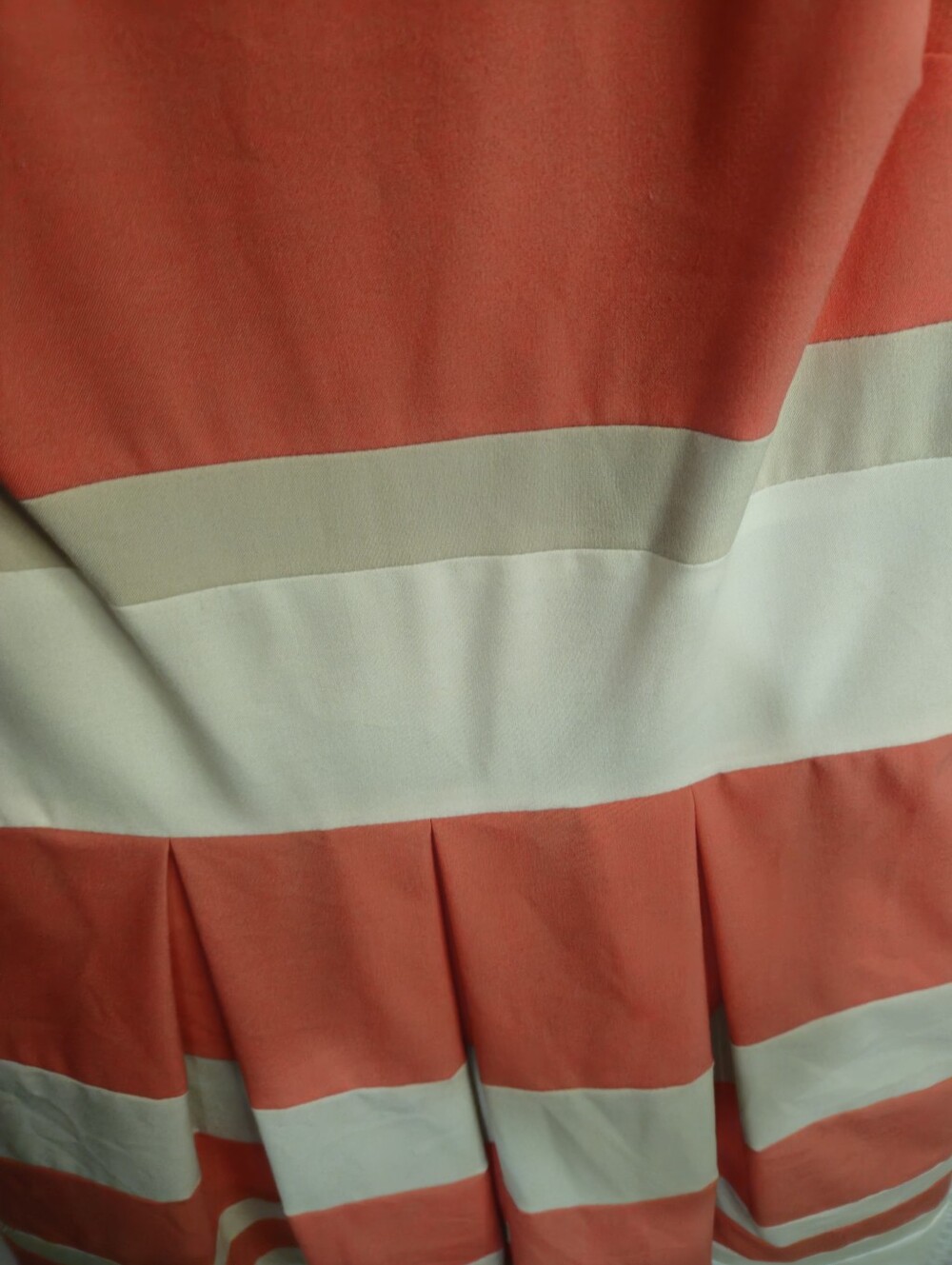 Lauren Ralph Lauren Vibrant Orange White & Tan Striped Pleated Dress Size6 - Picture 6 of 7